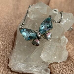 Blue butterfly necklace